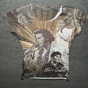 Elvis Presley by Sweet Gisele, NY Bedazzled Y2K Graphic Top Sz: XXL EUC